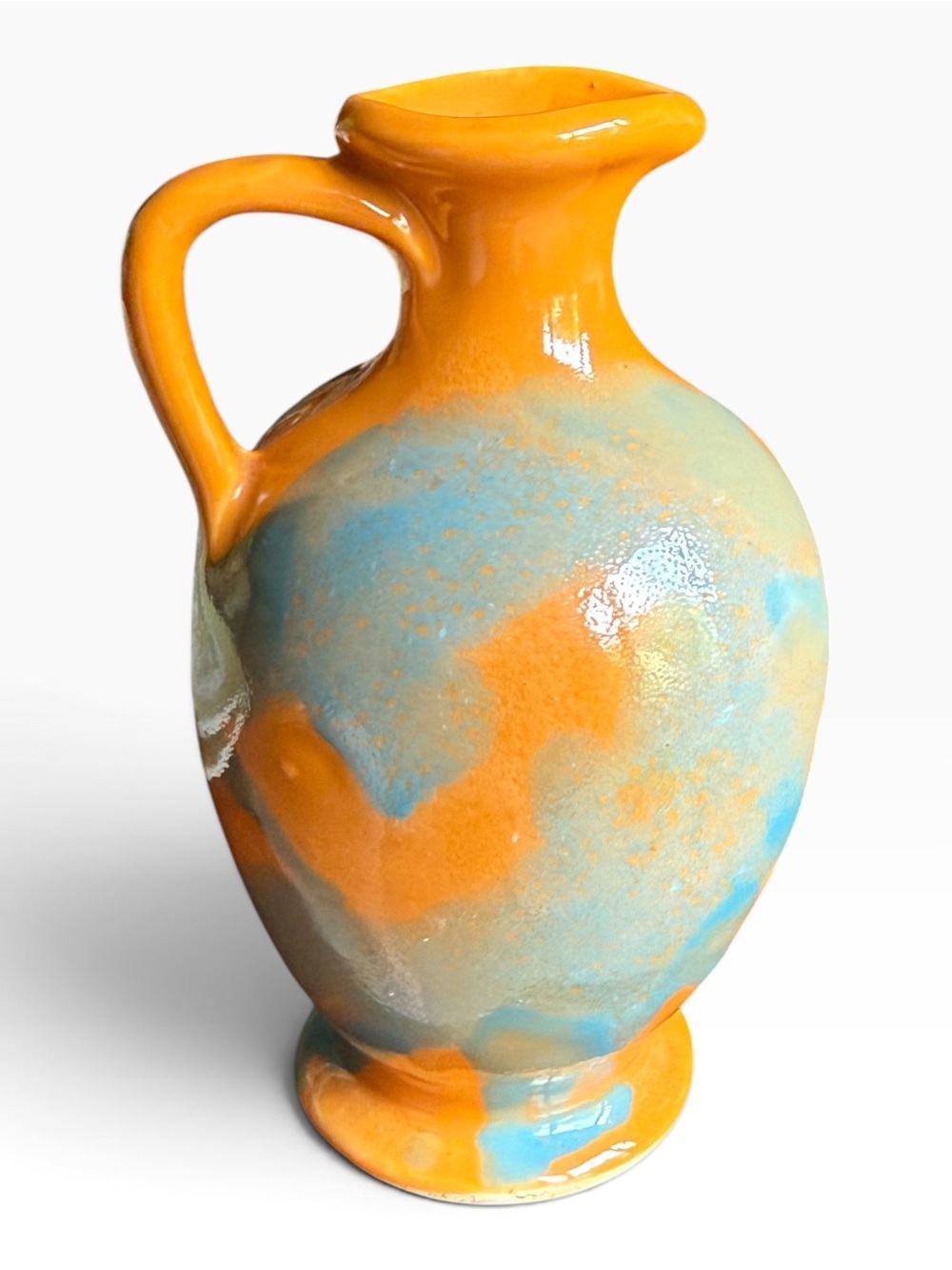 Vintage Drip-Glaze Art Pottery Pitcher